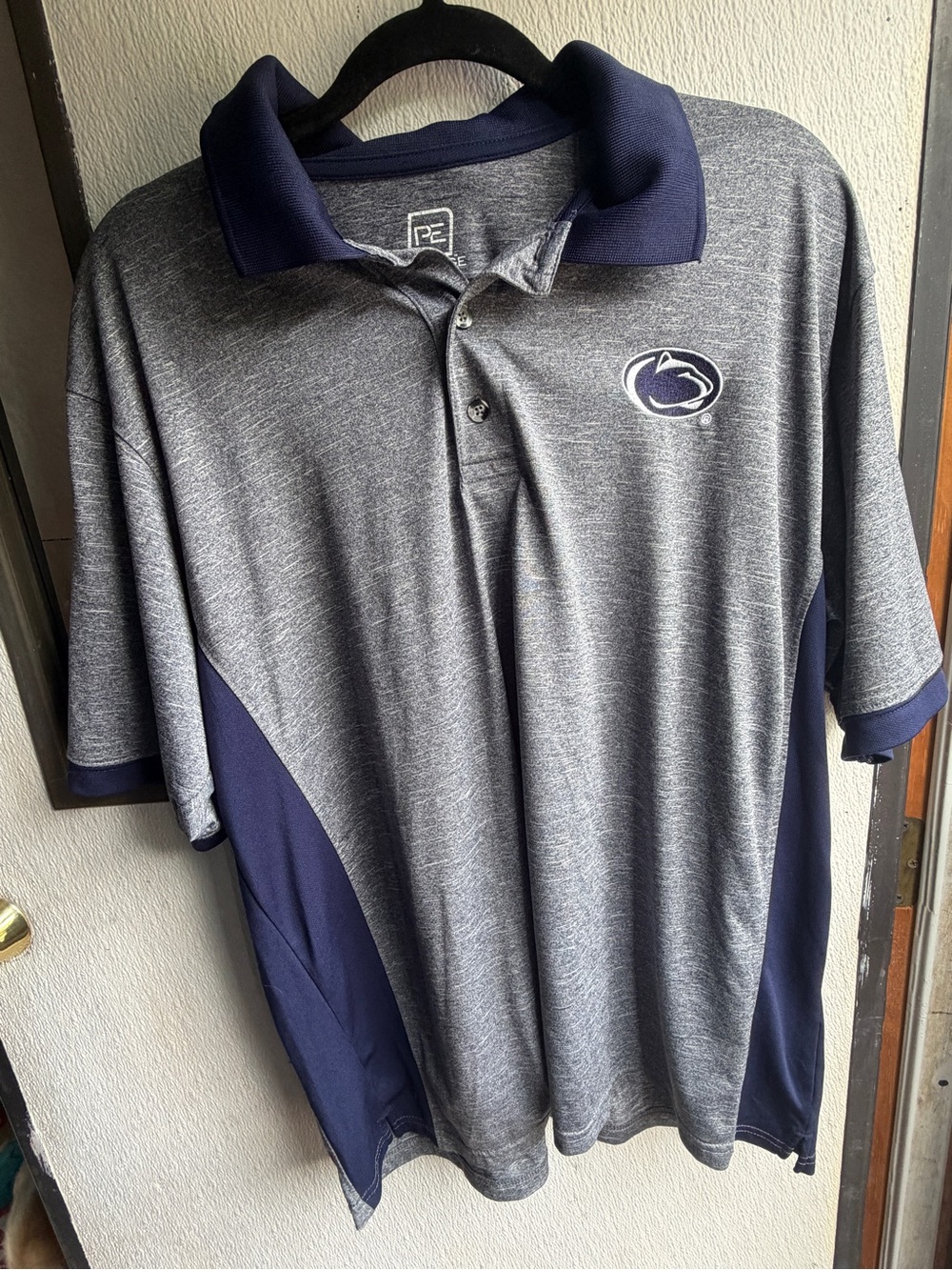 Knights Apparel Heather Gray and Navy Performance Polo with Logo